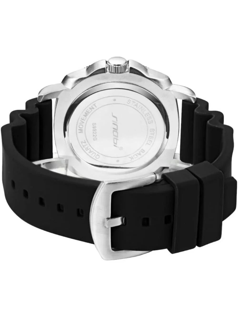 Men's Silver Analog Silicone Strap Water Resistant Rotating Bezel Wrist Watch